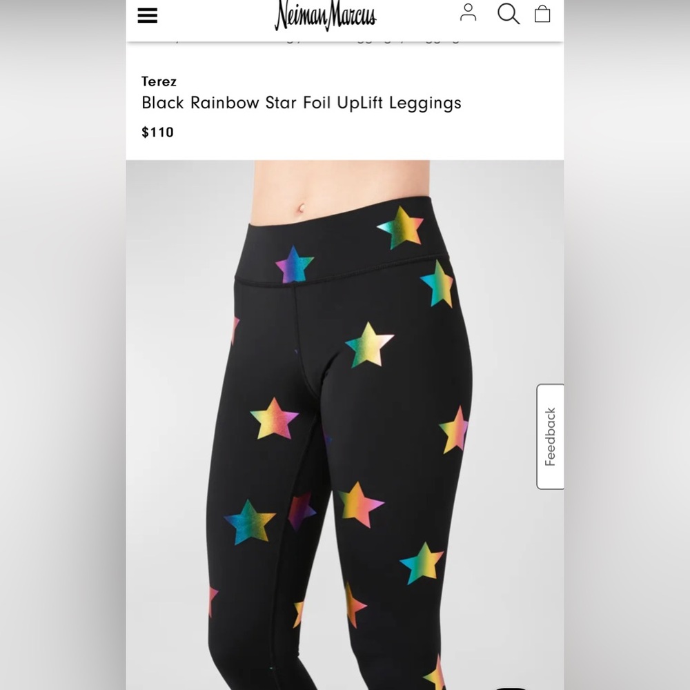 Terez Black Rainbow Star Foil UpLift Leggings - XS